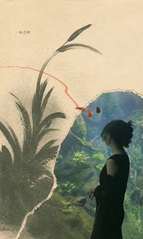 雨林栈道旁的人像